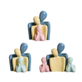 Maxbell Family Statues Creative Family Figurines for Coffee Table Desktop Decoration Pink 3 Statues