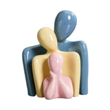 Maxbell Family Statues Creative Family Figurines for Coffee Table Desktop Decoration Pink 3 Statues