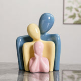 Maxbell Family Statues Creative Family Figurines for Coffee Table Desktop Decoration Pink 3 Statues