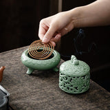 Maxbell Incense Burner with Lid Incense Stick Holder for Tea Room Stick Incense Home B