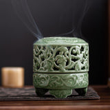 Maxbell Incense Burner with Lid Incense Stick Holder for Tea Room Stick Incense Home C