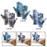 Maxbell Fingerless Fishing Gloves Non Slip for Men Women for Driving Cycling Camping L Blue