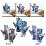 Maxbell Fingerless Fishing Gloves Non Slip for Men Women for Driving Cycling Camping L Blue