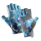 Maxbell Fingerless Fishing Gloves Non Slip for Men Women for Driving Cycling Camping L Blue