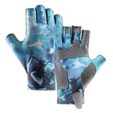 Maxbell Fingerless Fishing Gloves Non Slip for Men Women for Driving Cycling Camping L Blue