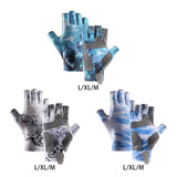 Maxbell Fingerless Fishing Gloves Non Slip for Men Women for Driving Cycling Camping L Blue