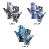 Maxbell Fingerless Fishing Gloves Non Slip for Men Women for Driving Cycling Camping L Blue