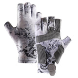 Maxbell Fingerless Fishing Gloves Non Slip for Men Women for Driving Cycling Camping XL Gray