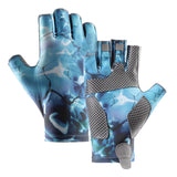 Maxbell Fingerless Fishing Gloves Non Slip for Men Women for Driving Cycling Camping XL Blue