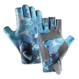 Maxbell Fingerless Fishing Gloves Non Slip for Men Women for Driving Cycling Camping XL Blue