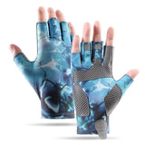 Maxbell Fingerless Fishing Gloves Non Slip for Men Women for Driving Cycling Camping XL Blue