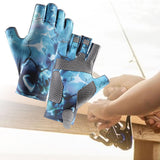 Maxbell Fingerless Fishing Gloves Non Slip for Men Women for Driving Cycling Camping XL Blue