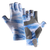 Fingerless Fishing Gloves Non Slip for Men Women for Driving Cycling Camping XL Light Blue