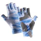 Fingerless Fishing Gloves Non Slip for Men Women for Driving Cycling Camping XL Light Blue