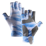 Fingerless Fishing Gloves Non Slip for Men Women for Driving Cycling Camping XL Light Blue