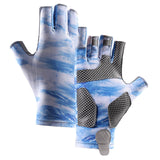 Fingerless Fishing Gloves Non Slip for Men Women for Driving Cycling Camping XL Light Blue