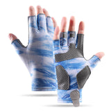 Fingerless Fishing Gloves Non Slip for Men Women for Driving Cycling Camping XL Light Blue