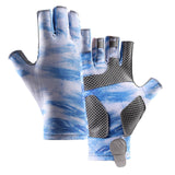 Fingerless Fishing Gloves Non Slip for Men Women for Driving Cycling Camping L Light Blue