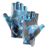 Maxbell Fingerless Fishing Gloves Non Slip for Men Women for Driving Cycling Camping M Blue