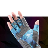 Maxbell Fingerless Fishing Gloves Non Slip for Men Women for Driving Cycling Camping M Blue