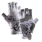 Maxbell Fingerless Fishing Gloves Non Slip for Men Women for Driving Cycling Camping M Gray