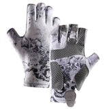 Maxbell Fingerless Fishing Gloves Non Slip for Men Women for Driving Cycling Camping L Gray