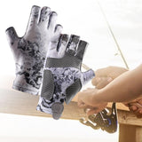 Maxbell Fingerless Fishing Gloves Non Slip for Men Women for Driving Cycling Camping L Gray