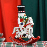 Maxbell Wooden Nutcrackers Rocking Horse Nutcracker Figures for Festival Props Table