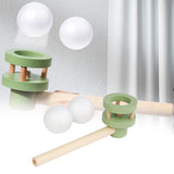 Wooden Balances Blowing Toy Blowing Floating Ball Toy for Gathering Toddlers green