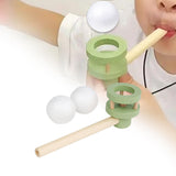 Wooden Balances Blowing Toy Blowing Floating Ball Toy for Gathering Toddlers green