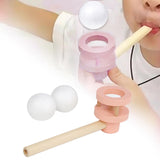 Wooden Balances Blowing Toy Blowing Floating Ball Toy for Gathering Toddlers pink