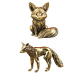 Maxbell Mini Fox Statue Animal Sculpture Holiday Dining Room Home Miniature Figurine Sitting 2.9x3.4cm