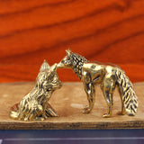 Maxbell Mini Fox Statue Animal Sculpture Holiday Dining Room Home Miniature Figurine Sitting 2.9x3.4cm