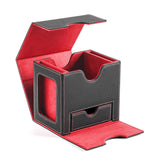 Maxbell Card Deck Case Holder Fits 100+ Cards Accessories Multifunctional PU Leather Red Interior