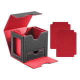 Maxbell Card Deck Case Holder Fits 100+ Cards Accessories Multifunctional PU Leather Red Interior
