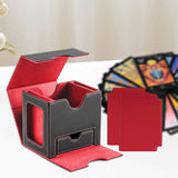 Maxbell Card Deck Case Holder Fits 100+ Cards Accessories Multifunctional PU Leather Red Interior