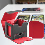 Maxbell Card Deck Case Holder Fits 100+ Cards Accessories Multifunctional PU Leather Red Interior