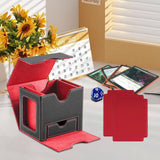 Maxbell Card Deck Case Holder Fits 100+ Cards Accessories Multifunctional PU Leather Red Interior