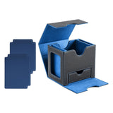 Maxbell Card Deck Case Holder Fits 100+ Cards Accessories Multifunctional PU Leather Blue Interior
