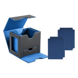 Maxbell Card Deck Case Holder Fits 100+ Cards Accessories Multifunctional PU Leather Blue Interior
