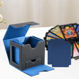Maxbell Card Deck Case Holder Fits 100+ Cards Accessories Multifunctional PU Leather Blue Interior