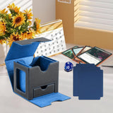 Maxbell Card Deck Case Holder Fits 100+ Cards Accessories Multifunctional PU Leather Blue Interior