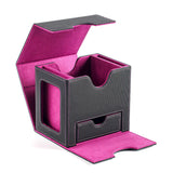 Maxbell Card Deck Case Holder Fits 100+ Cards Accessories Multifunctional PU Leather Pink Interior