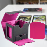 Maxbell Card Deck Case Holder Fits 100+ Cards Accessories Multifunctional PU Leather Pink Interior