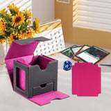 Maxbell Card Deck Case Holder Fits 100+ Cards Accessories Multifunctional PU Leather Pink Interior