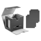 Maxbell Card Deck Case Holder Fits 100+ Cards Accessories Multifunctional PU Leather Grey Interior