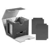Maxbell Card Deck Case Holder Fits 100+ Cards Accessories Multifunctional PU Leather Grey Interior