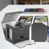 Maxbell Card Deck Case Holder Fits 100+ Cards Accessories Multifunctional PU Leather Grey Interior