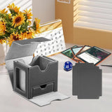 Maxbell Card Deck Case Holder Fits 100+ Cards Accessories Multifunctional PU Leather Grey Interior