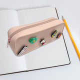 Maxbell DIY Silicone Pencil Case Waterproof Makeup Pouch for Children Women Students Pink